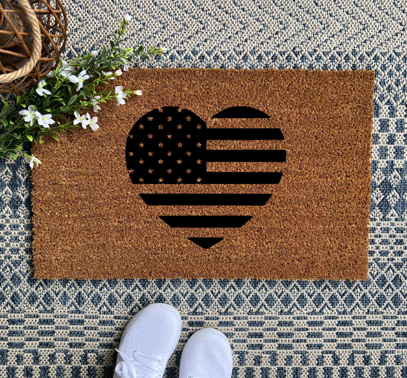 4th of July Fireworks Heart Flag